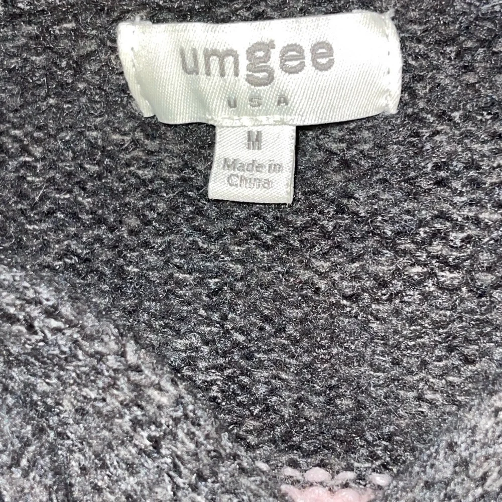 Umgee Oversized Charcoal and Blush Knit hooded Sweater